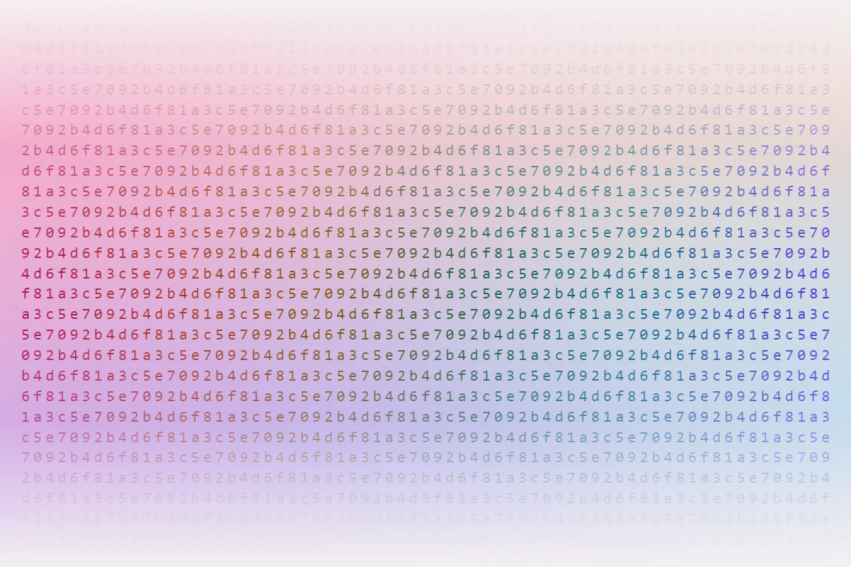 A field of hexadecimal characters fading in and out of the spectrum.